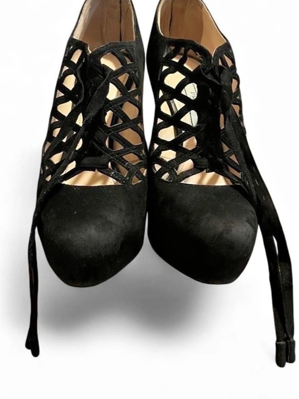Prada Lace-Up Heels in Black EU 36 - Picture 5 of 8